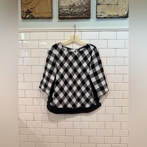 J. Jill Monochrome Plaid Linen Top